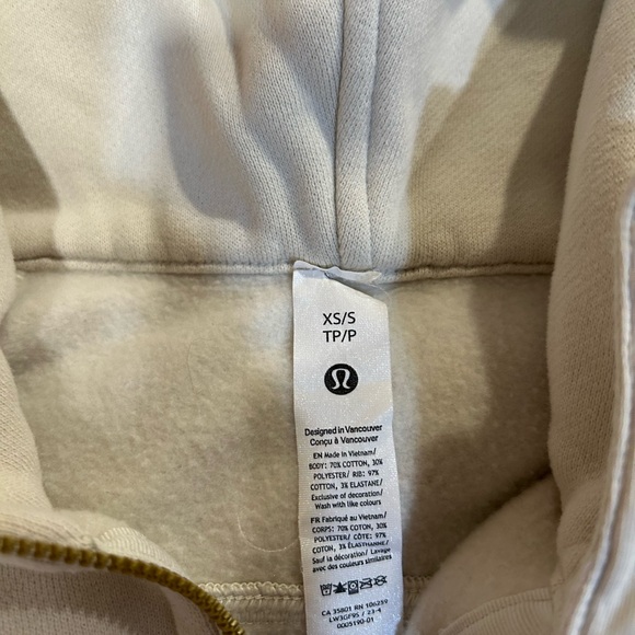 Lululemon half zip Hoodie cream color - Picture 4 of 4